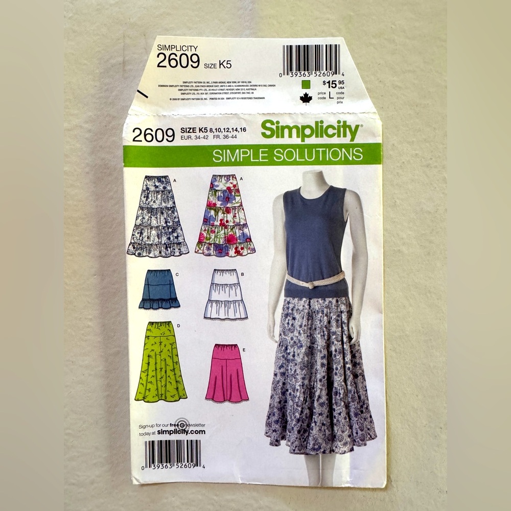 Simplicity 2609 Pull-on Skirts Sewing Pattern Uncut (8-10-12-14-16) - Picture 3 of 9
